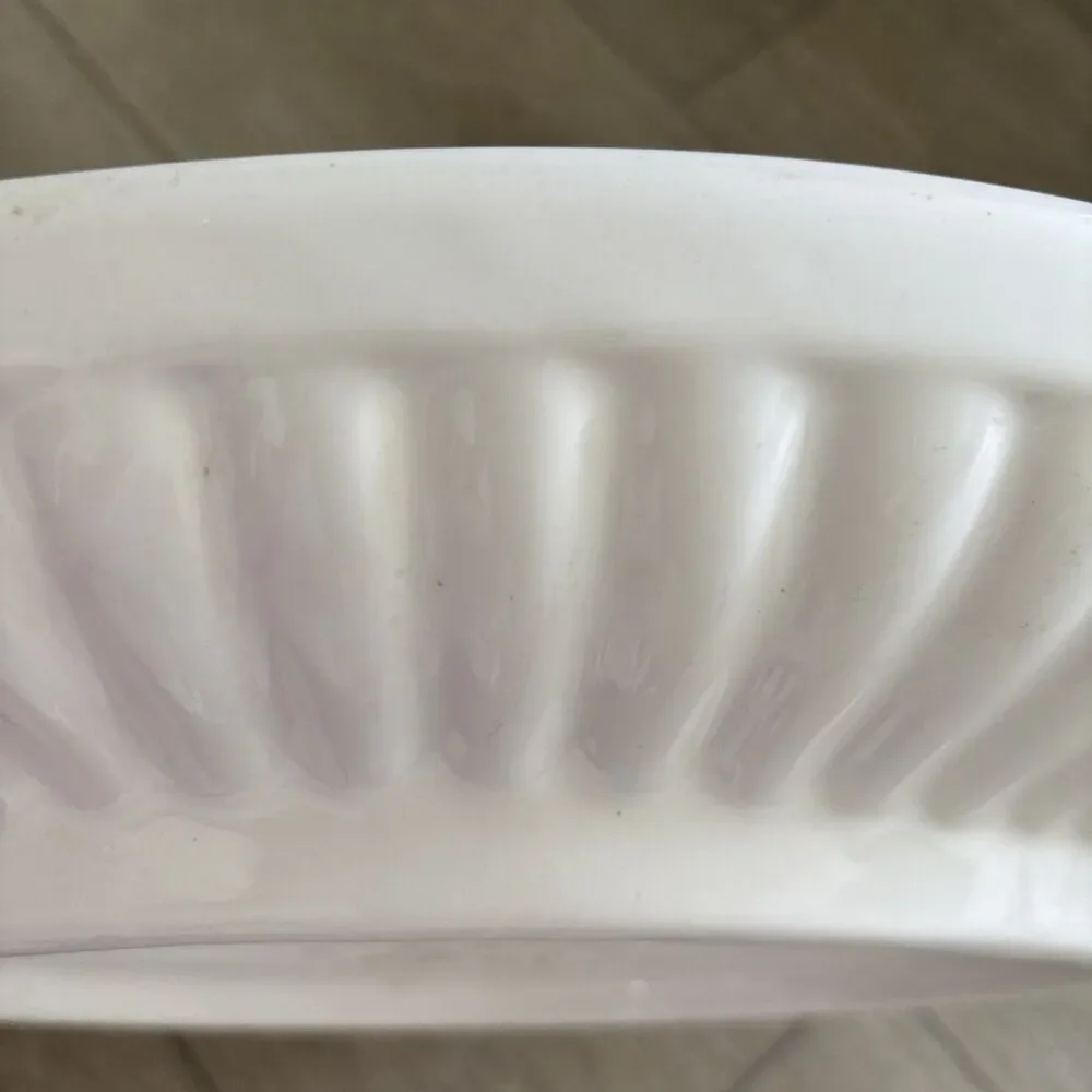 Haeger #293 lg vintage MCM fluted curved centerpiece serving bowl dish platter